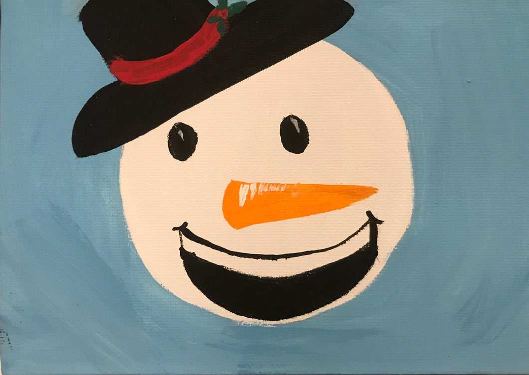 Holiday Snowman Canvas Card One